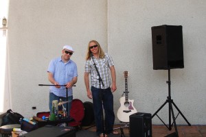 All smiles while setting up for the gig outside on State Street in Santa Barbara, CA at Borders. Thank goodness for the extra dark glasses, however... All smiles while setting up for the gig outside on State Street in Santa Barbara, CA at Borders. Thank goodness for the extra dark glasses, however...