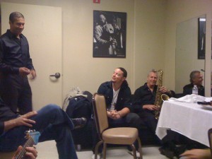 Dan "D-Lucca" Parenti with part of the band in the Yoshi's green room before the show.
