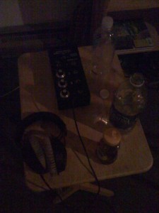Madatory tools for a full day of performance level singing... Honey, water, tea, vitamin C, and a good headphone mix.