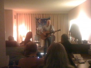 My hotel room mate, Mr. James Lee Stanley, mesmerizing the house concert crowd at one of the many showcases at FAR-West this year. My hotel room mate, Mr. James Lee Stanley, mesmerizing the house concert crowd at one of the many showcases at FAR-West this year.