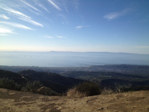 Santa Barbara, CA and the Pacific Ocean in the background from the hills behind town.
