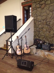 My little performance nook right before running a quick sound check.