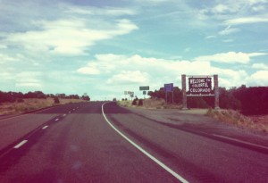 Crossing the Colorado-Utah border en route to Vail, CO after my performance in Salt Lake City, UT the night before.