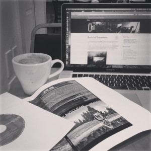 Reviewing the new album cover art and disc art with a much needed chai in Nashville, TN.