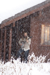 Picking my Deering Banjo Co. Boston Six-String during a snowstorm in Truckee, CA. Photo: Folklaur Studio