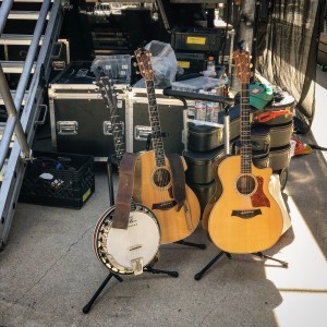 My trustworthy Taylor Guitars 814ce's and my Deering Banjos Bosting Six-String before an outdoor set this July.