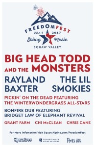 Stoked to play #FreedomFest at Squaw Valley USA this July 1st, 2017 along with a terrific line-up!