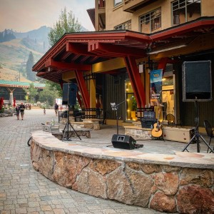 Getting set up in the Village at Squaw Valley USA.